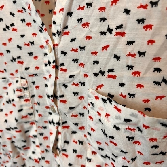 TRF Zara Collection Dogs & Cats Womens Blouse Size Small Lightweight Long Sleeve - Picture 2 of 5